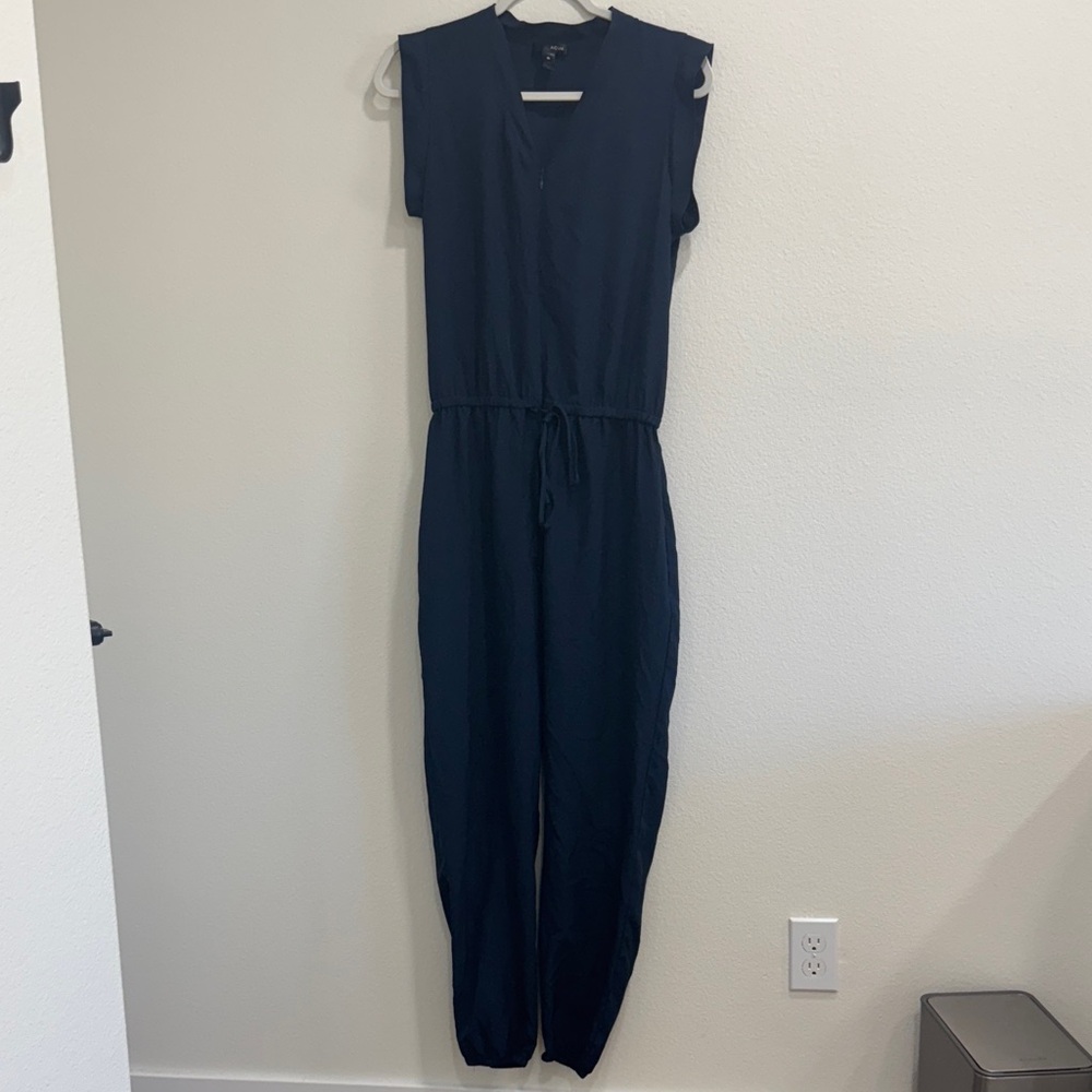 Aqua Dark Blue Sleeveless Jumpsuit